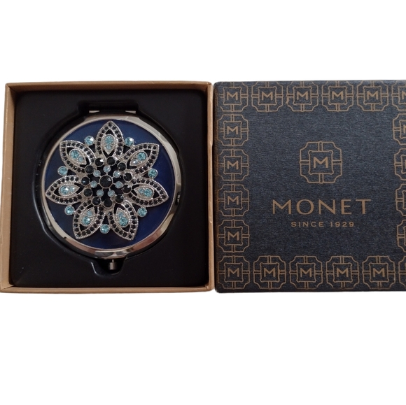 Monet Accessories - Monet women's  mirror compact. NWOT. Navy with light blue and black jewe…